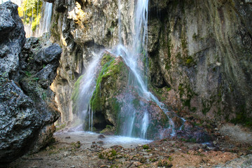 Fototapeta na wymiar View at Prince Crown waterfalls, Gedmysh river, Kabardino-Balkar Republic, Caucasus, Russia