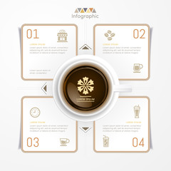 Infographics Coffee design template with icons, process diagram, vector eps10 illustration