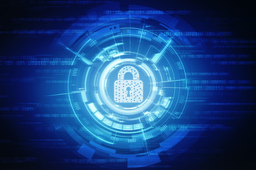 2d illustration Safety concept: Closed Padlock on digital background