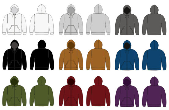 Illustration Of Hoodie (hooded Sweatshirt) , Zip Up Parka / Color Variation