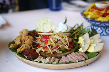 Spicy papaya salad serving with Side dish and appetizer