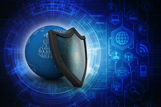 3d illustration Security concept - shield on digital code background © deepagopi2011