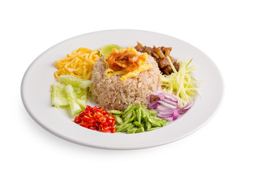 Rice Mixed with Shrimp paste isolated on white background