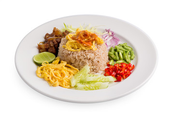 Rice Mixed with Shrimp paste isolated on white background