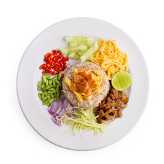 Rice Mixed with Shrimp paste isolated on white background