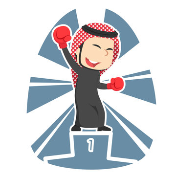 Arabian businessman boxer champion color– stock illustration