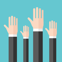 Raised hands, voting concept