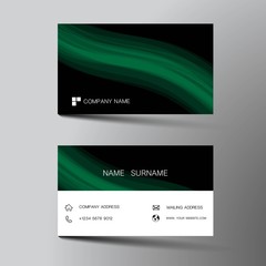 Fototapeta premium Modern business card template design. With inspiration from the abstract. Contact card for company. Two sided black and green . Vector illustration. 