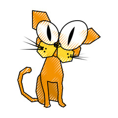 scribble funny cat cartoon vector graphic design