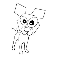 sketch draw funny doggy cartoon vector graphic design