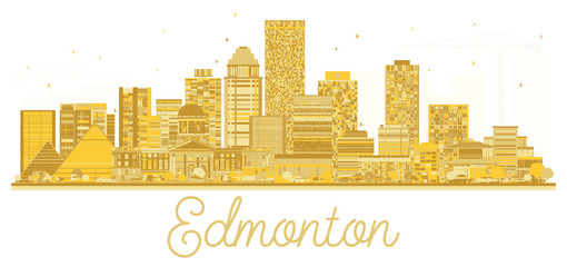 Edmonton Canada City skyline golden silhouette.