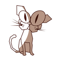 shadow brown funny cat cartoon vector graphic design