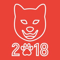 Dog, Chinese zodiac of 2018 year line icon