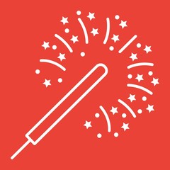 Sparkler line icon, New year and Christmas