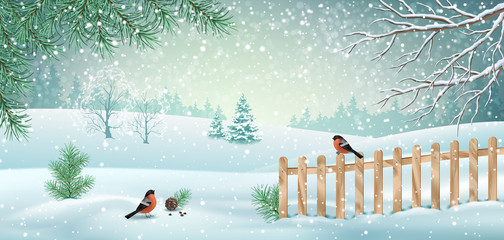 Naklejka premium Vector Winter Landscape