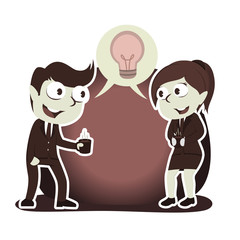 Obraz na płótnie Canvas Retro style business couple discussing idea– stock illustration