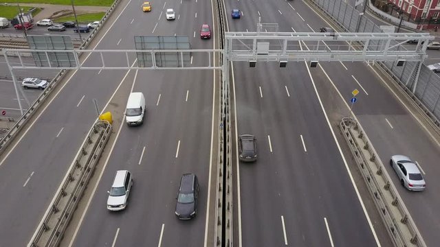 moscow city day time traffic road ttk ring road aerial panorama 4k russia
