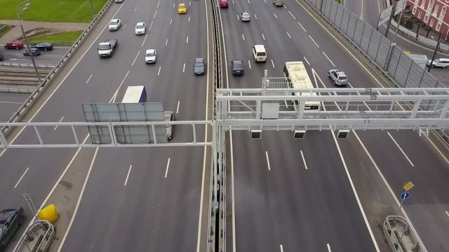 moscow city day time traffic road ttk ring road aerial panorama 4k russia
