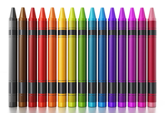 Color crayons isolated on white background. 3D illustration
