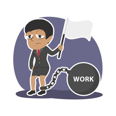 Fototapeta na wymiar African businesswoman give up on her work burden– stock illustration
