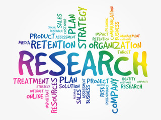 Research word cloud collage, business concept background