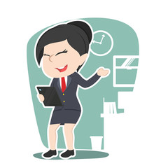 Asian businesswoman holding tablet– stock illustration