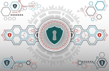 Obraz premium Abstract technology background with green abstract shield