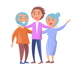 Happy Mature Family Wife and Husband and Son