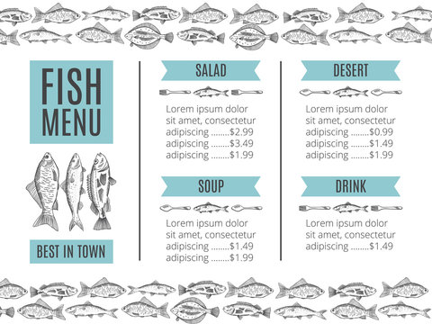 vector illustration of seafood for restaurant menu