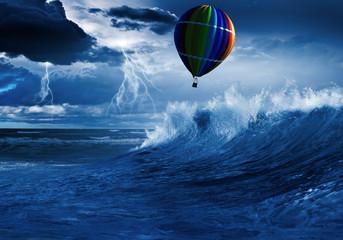 Air balloon in storm