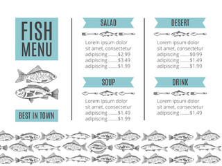 seafood design. Fish menu