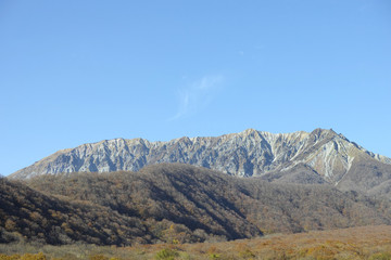 江府町から見た秋の大山南壁