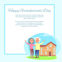 Happy Grandparents Day Couple near House Vector