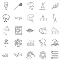Vacuity icons set, outline style