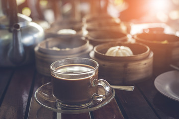 Hot coffee with candy in the morning ;thai style