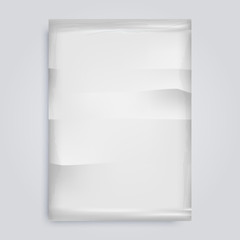 Old white paper with wrinkles on gray background, vector illustration.
