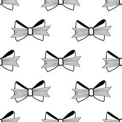 Fototapeta na wymiar Bows. Black and white illustration, seamless pattern for coloring pages. Decorative and festive background.