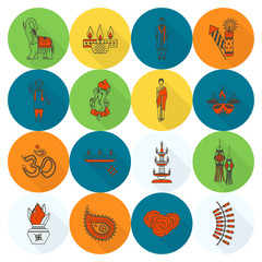 Diwali. Indian Festival Icons