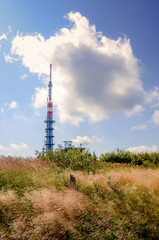 Big transmitter in the middle of the meadow.