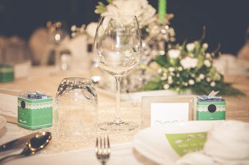 Romantic dinner setting with process Vintage style