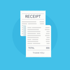 Icon shopping receipt. Invoice sign. Paying bills.