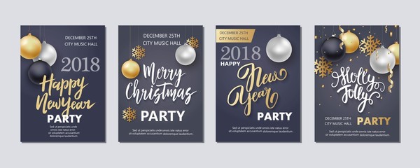 New Year and Christmas brochure, flyer, invitation