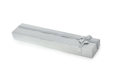 Silver gift box with ribbon