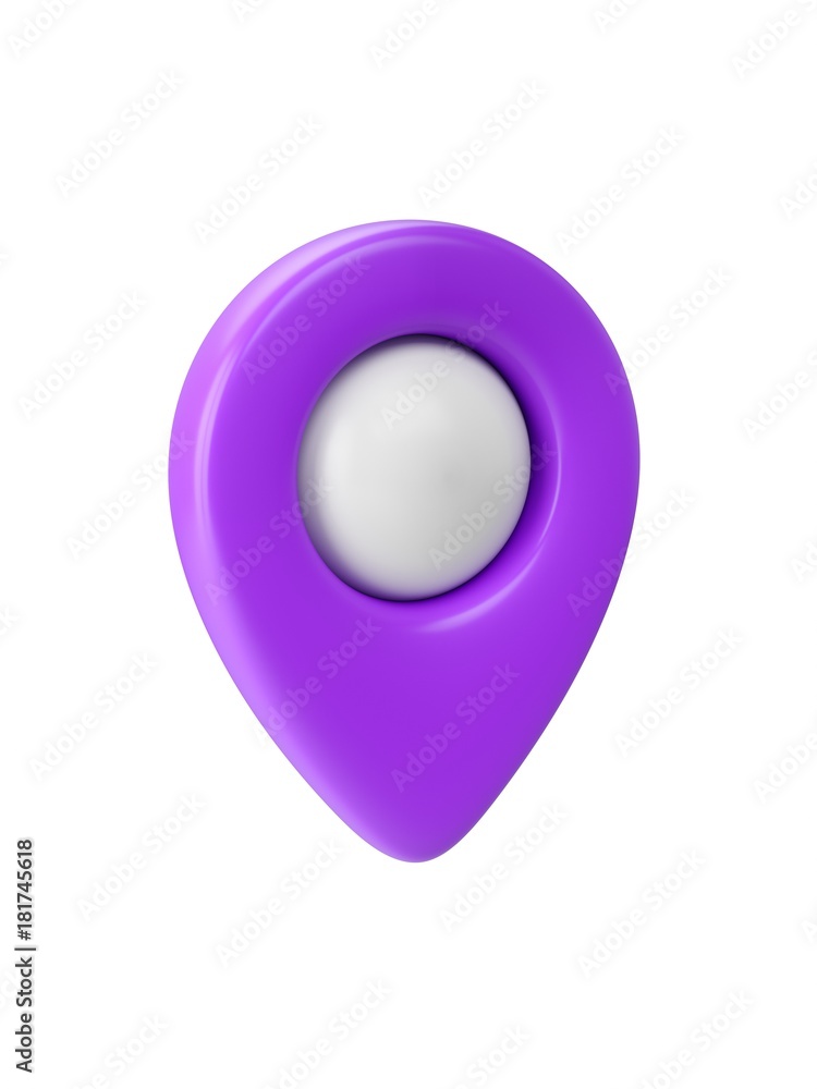 Poster purple map pointer isolated on white background