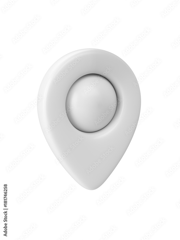 Poster white map pointer isolated on white background