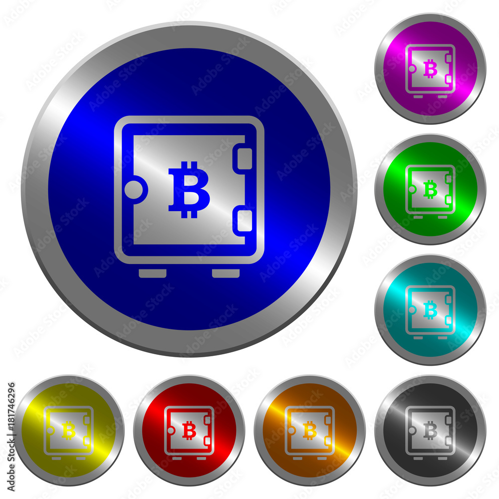 Poster Bitcoin strong box luminous coin-like round color buttons