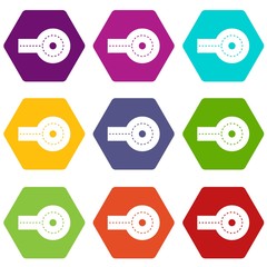 Circular impasse icon set color hexahedron