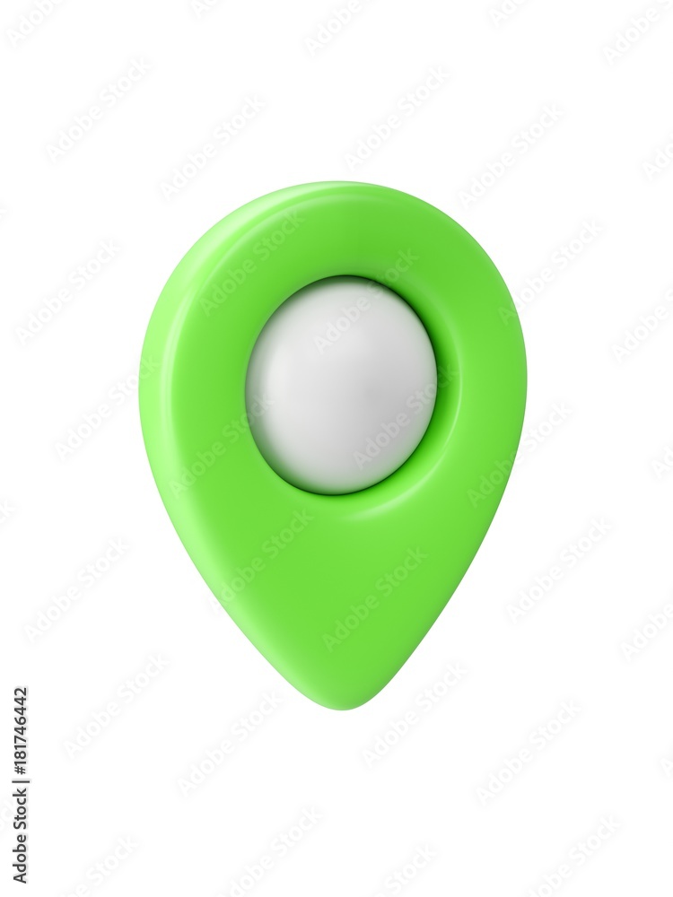 Poster green map pointer isolated on white background