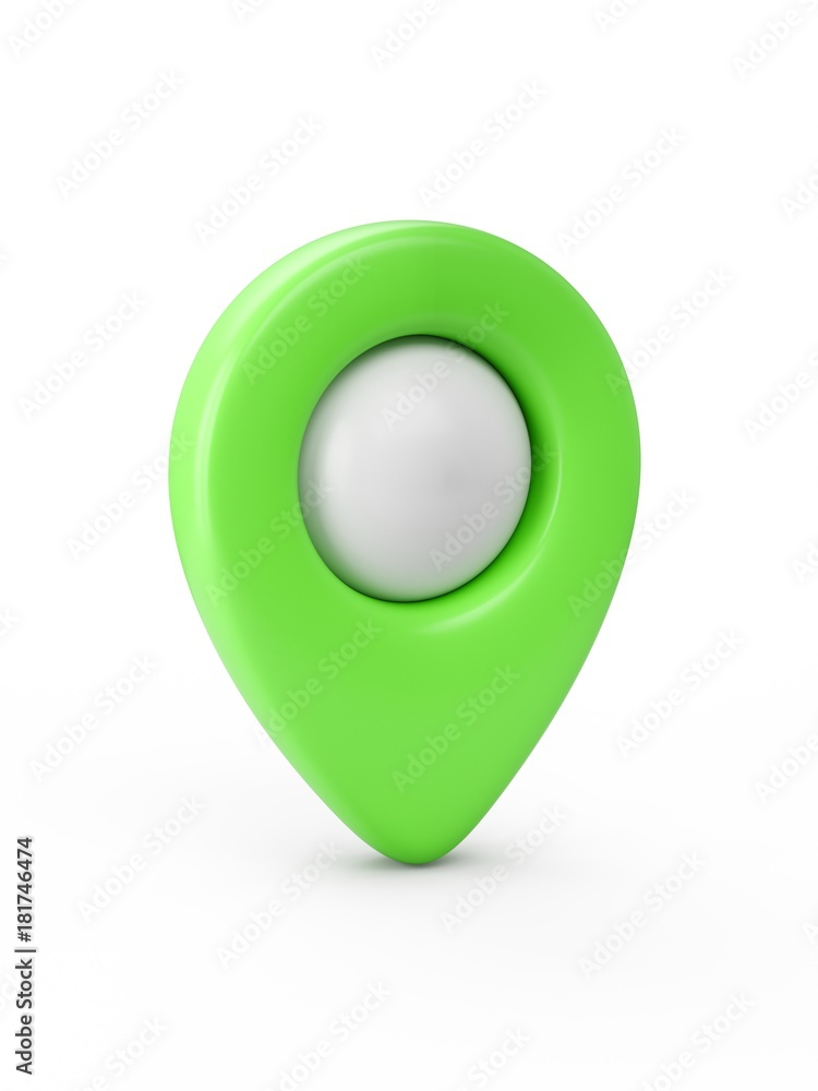 Poster green map pointer isolated on white background