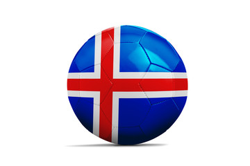 Soccer ball with team flag, Russia 2018. Iceland